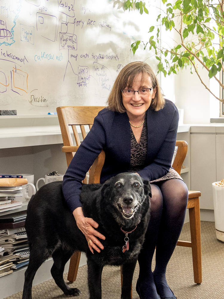Prof. Martonosi with her dog Morgan (Photo credits Denise Applewhite)