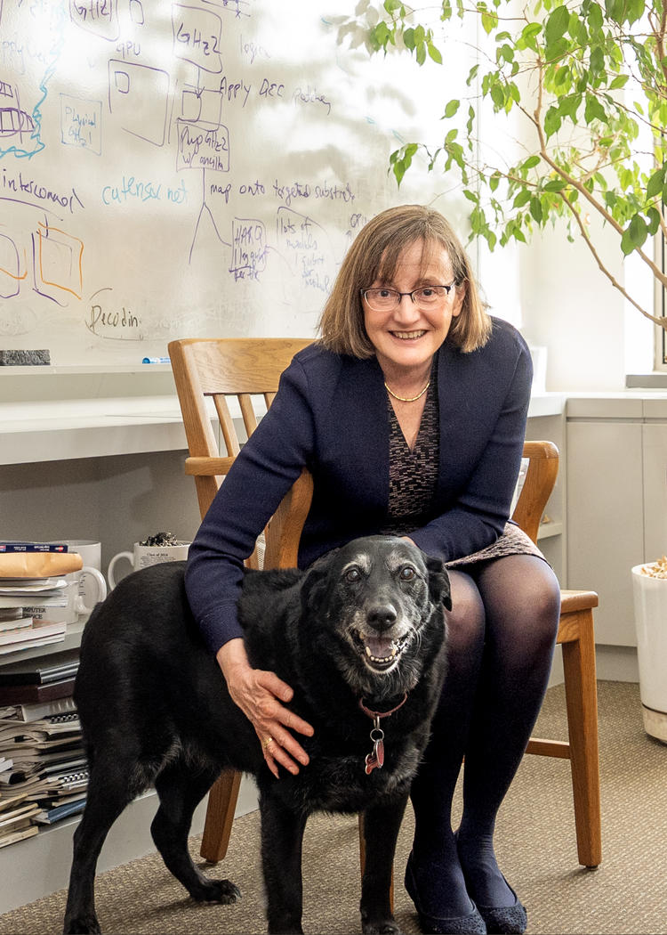 Prof. Martonosi with her dog Morgan (Photo credits Denise Applewhite)
